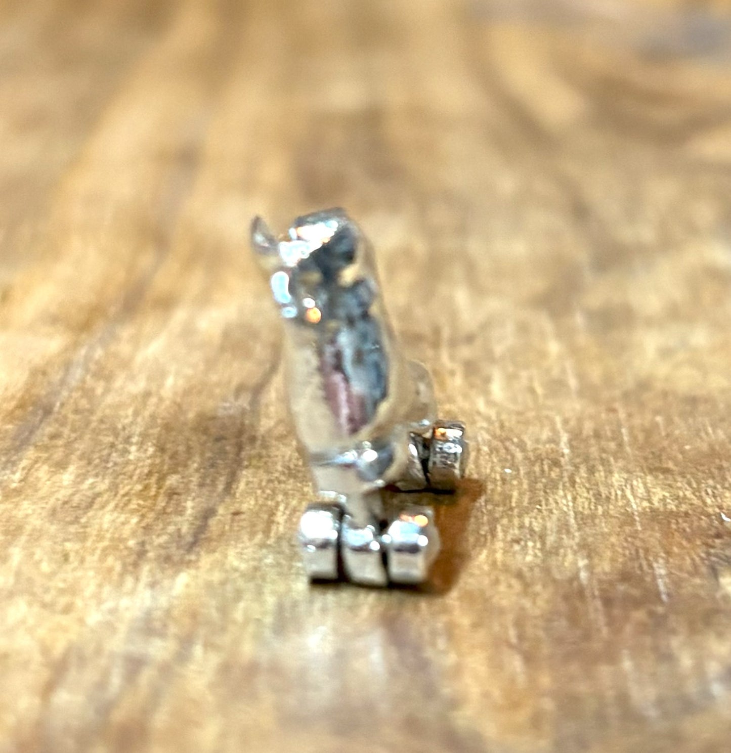 Miniature Retro Roller Skate 3D Silver Charm with Rotating Wheels - 3D Sterling Silver Roller Skate Charm with Movable Wheels