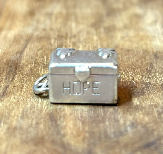 Vintage Sterling Silver "Hope Chest" Opening Charm with Seed Pearls - Articulated 925 Silver Hope Chest Charm Pendant Hinged Lid & Pearls