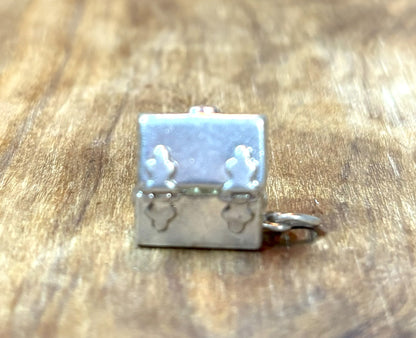 Vintage Sterling Silver "Hope Chest" Opening Charm with Seed Pearls - Articulated 925 Silver Hope Chest Charm Pendant Hinged Lid & Pearls