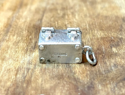 Vintage Sterling Silver "Hope Chest" Opening Charm with Seed Pearls - Articulated 925 Silver Hope Chest Charm Pendant Hinged Lid & Pearls