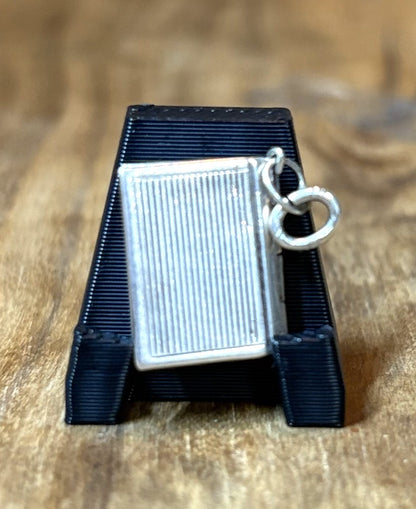 Antique Sterling Silver Miniature "Opening Book" Locket Charm - Vintage Mechanical Book Charm for Bracelet Engraved Silver Locket