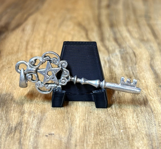 Gothic Pentacle Skeleton Key 925 Sterling Silver Statement Pendant - Vintage Pentagram Key Pendant Religious Protection Symbol