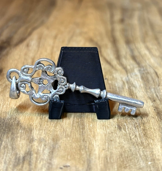 Gothic Pentacle Skeleton Key 925 Sterling Silver Statement Pendant - Vintage Pentagram Key Pendant Religious Protection Symbol