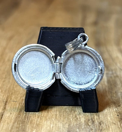 Antique Victorian Sterling Silver Monogrammed Round Locket Pendant - Victorian Era Hand-Engraved Silver Locket with Script Monogram "M"