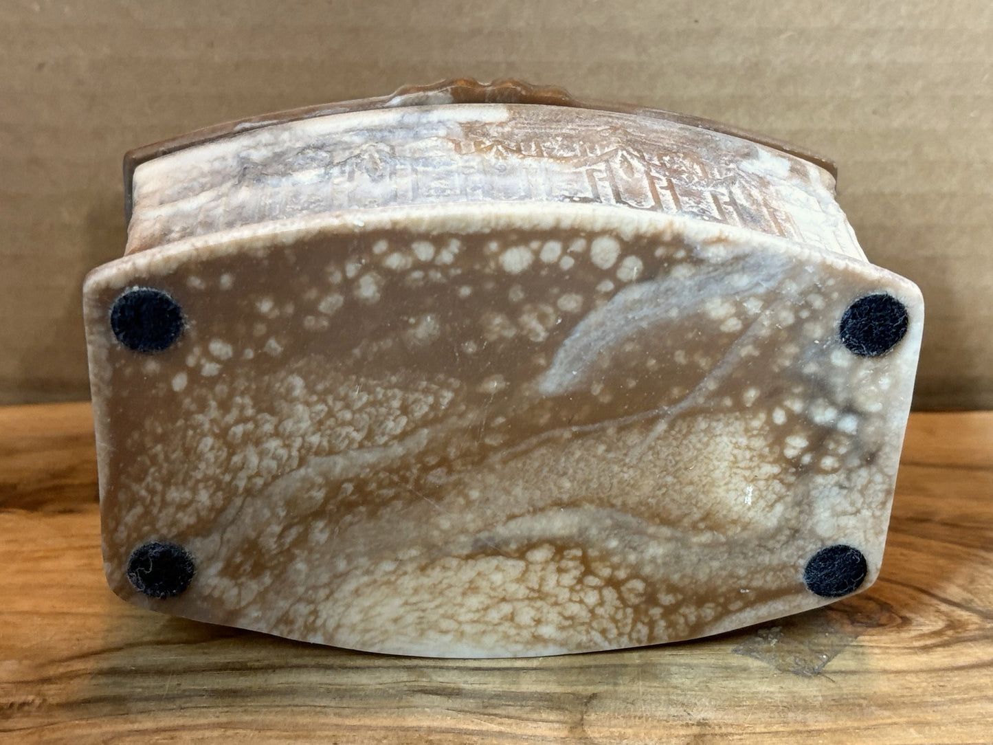 Vintage Incolay Stone Jewelry Box with Village Celebration Scene - Handcrafted Incolay Stone Trinket Box Dancing Villagers Relief