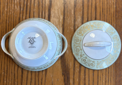 Massive Vintage Noritake Fine China Dinnerware Set 137 Pieces Raphael Pattern - Noritake Japan Fine China 130+ Pc Set: Viscount, Gold Green Scroll