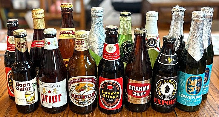 20 Plus Assorted International Beer Bottles Full and Empty Vintage Mix - Antique Beer Bottle Multi-Listing: Over 20 Global Brands Rare Variants Included