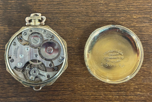 Antique Art Deco Emerson W.C. Co. 7 Jewel 1 Adjustment Pendant Watch Non-Working - Vintage Emerson Watch Case Co. Octagon Pendant Watch Swiss 7J Not Functional