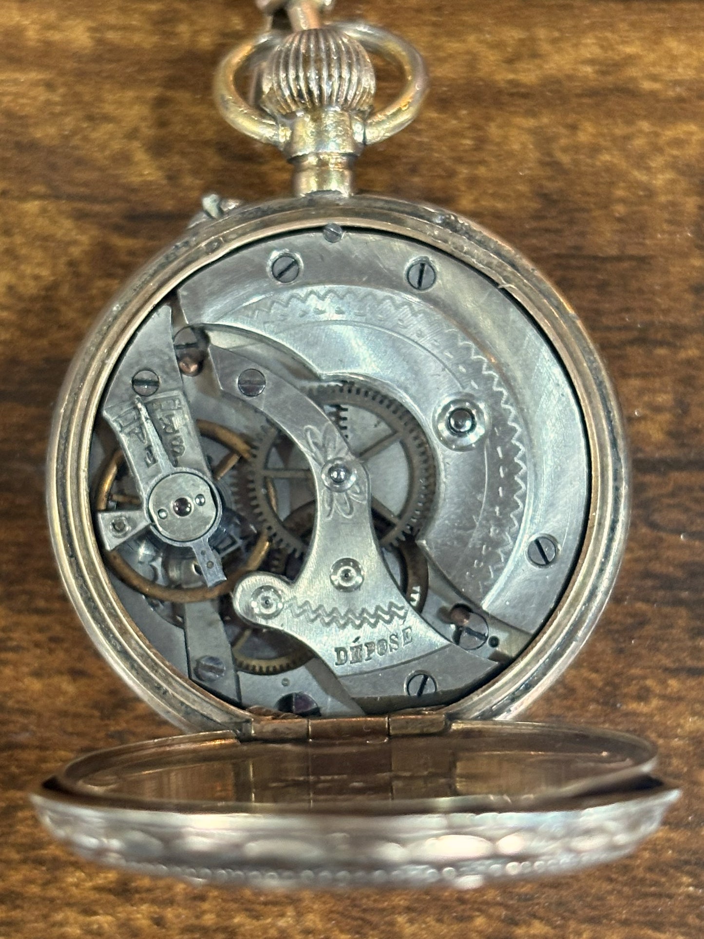 Antique LMiss .800 Silver Pocket Watch & Victorian Seed Pearl Slide Chain Starts/Stops - Antique Swiss K & M 80% Silver Pocket Watch & Long Slide Chain Necklace Repairable