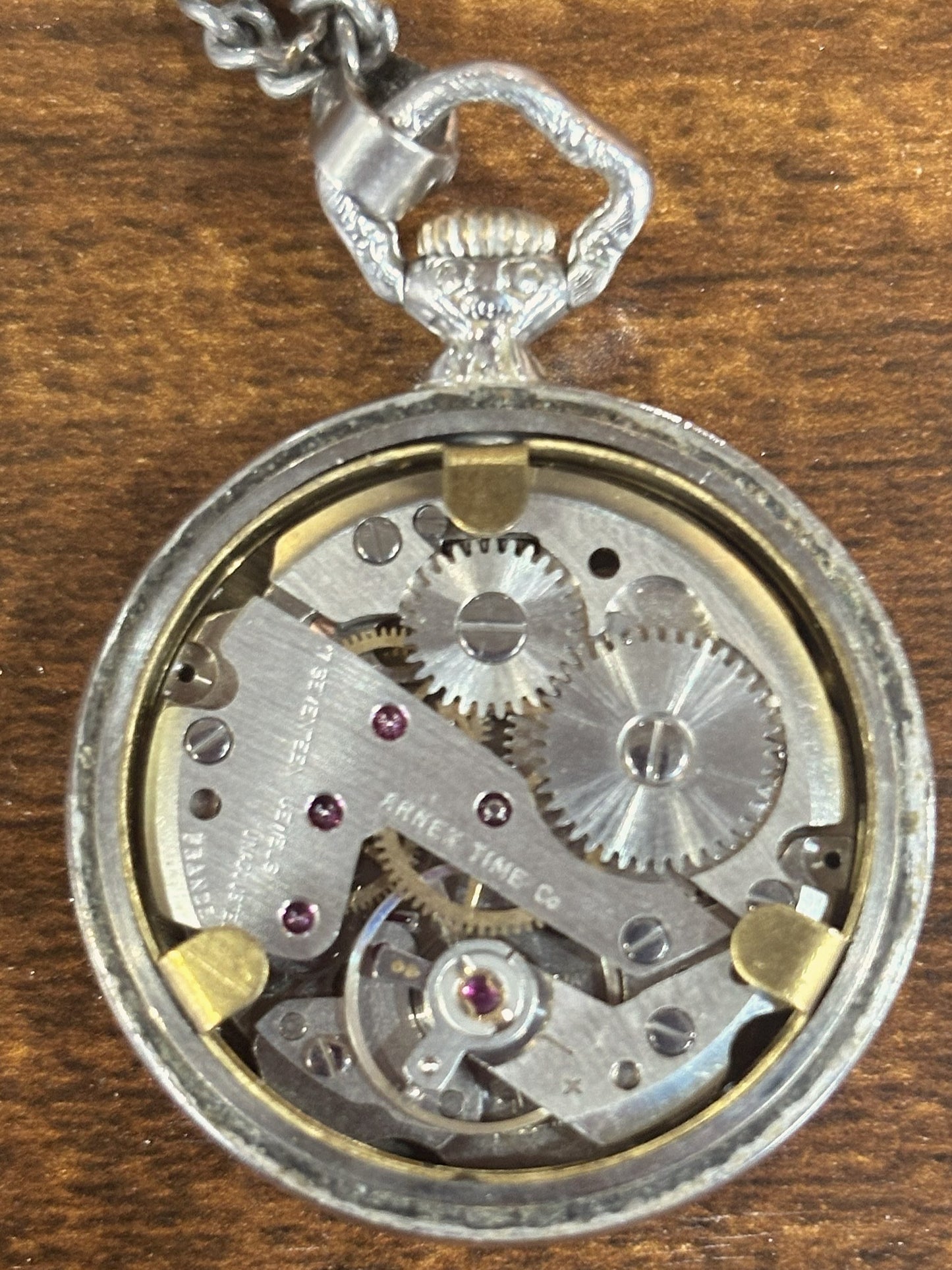 Vintage Arnex 17 Jewel Pendant Watch Silver Tone Floral Case Jams/For Repair - Arnex Mechanical Watch Pendant 17 Jewels Needs Service/Repair