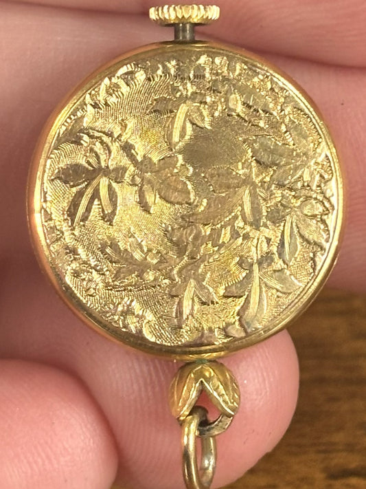 Vintage Lanco "Fab. Suisse" 17 Jewel Mechanical Women’s Watch 1950s Swiss Made Working - Antique Lanco Gold-Tone Pendant Watch 17 Jewels Antichoc Elegant Star Etched Bezel Runs Well