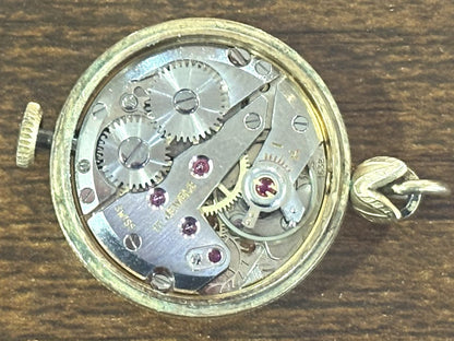Vintage Lanco "Fab. Suisse" 17 Jewel Mechanical Women’s Watch 1950s Swiss Made Working - Antique Lanco Gold-Tone Pendant Watch 17 Jewels Antichoc Elegant Star Etched Bezel Runs Well