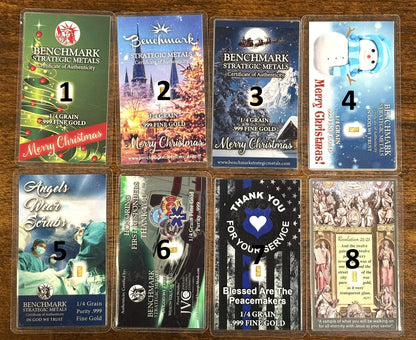 Benchmark Strategic Metals 1/4 Grain .999 Fine Gold Bullion Card Pick Design - Pure .999 Fine Gold 1/4 Grain Bullion Card Holiday, Religious & First Responder