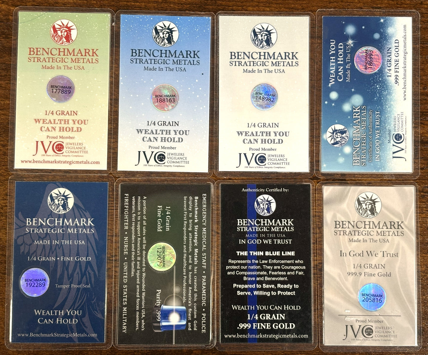 Benchmark Strategic Metals 1/4 Grain .999 Fine Gold Bullion Card Pick Design - Pure .999 Fine Gold 1/4 Grain Bullion Card Holiday, Religious & First Responder
