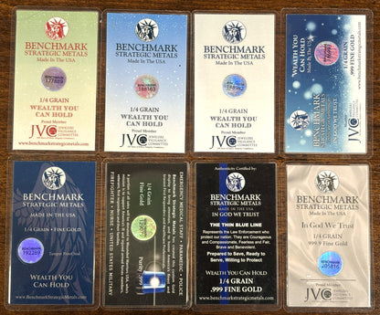 Benchmark Strategic Metals 1/4 Grain .999 Fine Gold Bullion Card Pick Design - Pure .999 Fine Gold 1/4 Grain Bullion Card Holiday, Religious & First Responder