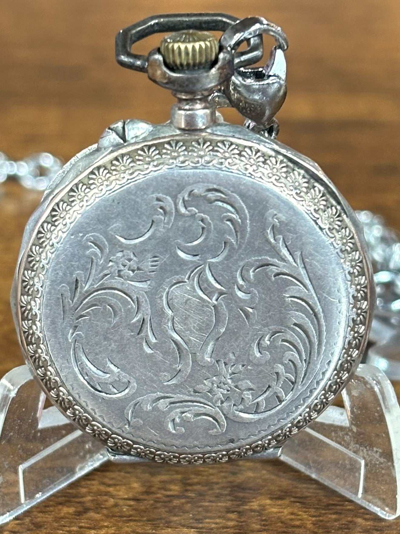 Antique Swiss .800 Silver Pocket Watch 10 Jewel For Repair/Parts - Vintage Swiss Ladies Pocket Watch, .800 Silver Case Non-Working
