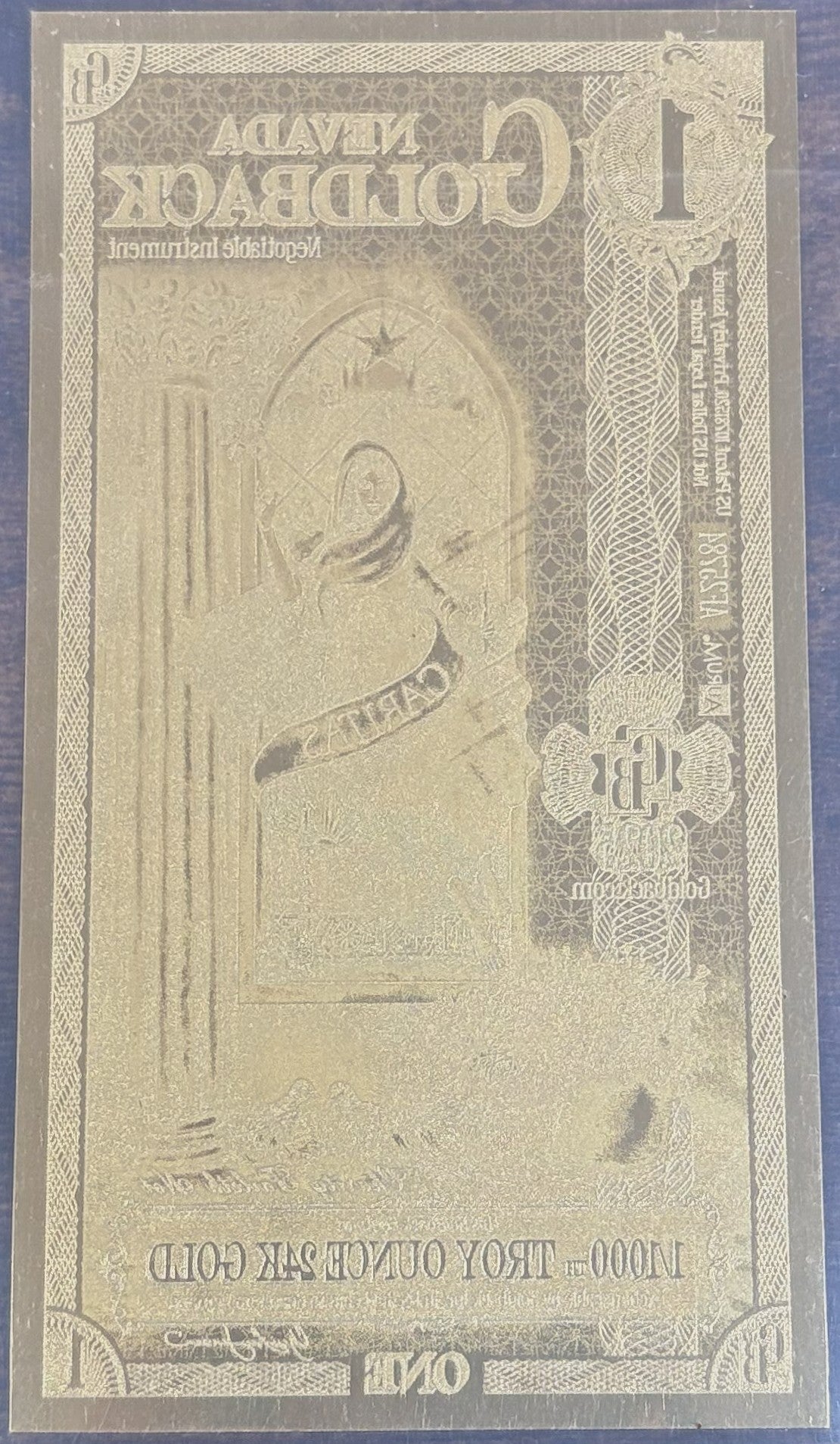 2025 Nevada 1 Goldback 1/1000th Oz 24K Gold Foil Note - 1 Nevada Goldback 2025 Gratia Design, 24kt Gold Note