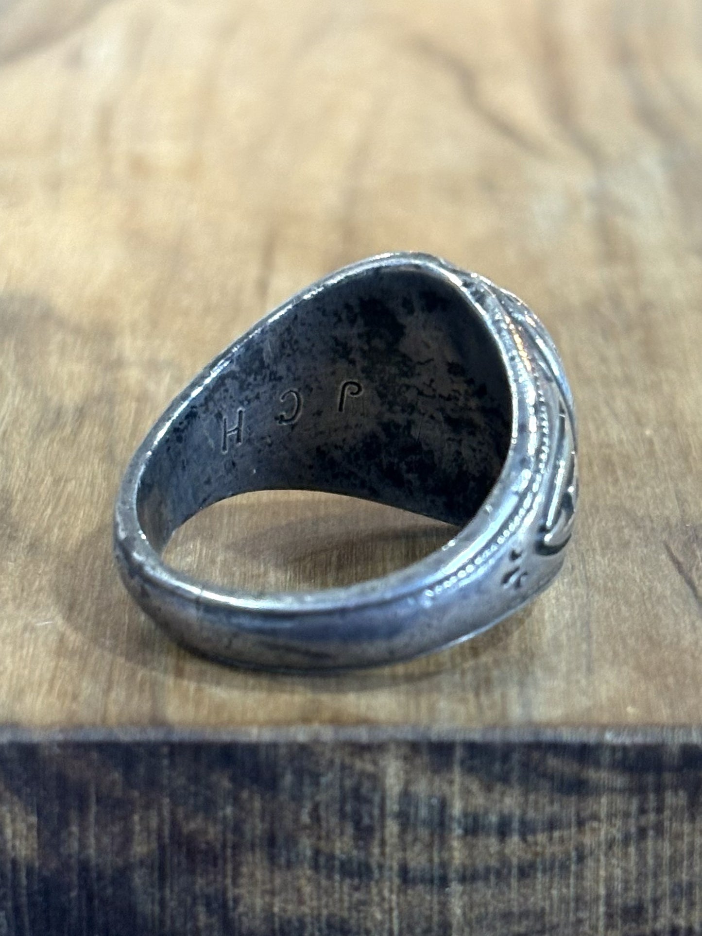 Vintage 1976 Mulcahey School Class Ring Sterling Silver by O'Neil Co Size 9 - O'Neil Co Sterling Silver 1976 Mulcahey School Ring Orange Stone Size 9