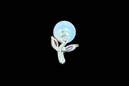 Maui Divers 14K Gold, Ruby & Pearl Hawaiian Floral Pendant - Maui Divers Ruby Flower & Pearl Pendant 14K Gold NIB with Spare Pearl