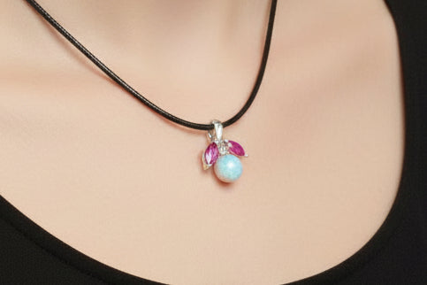 Maui Divers 14K Gold, Ruby & Pearl Hawaiian Floral Pendant - Maui Divers Ruby Flower & Pearl Pendant 14K Gold NIB with Spare Pearl