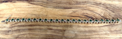 Nissko 10K Yellow Gold Lab Created Emerald and Diamond Tennis Bracelet - Classic S Design 10K Gold Emerald and Diamond Tennis Bracelet by Nissko