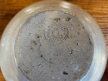 Authentic Jugtown Pottery Salt Glazed Lidded Jar with Cobalt Blue Decor - Vintage Seagrove North Carolina Pottery Cobalt Slip Salt Glaze Covered Vessel