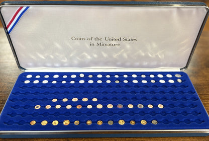 Franklin Mint U.S. Miniature Coin Collection 66 Pieces (36 Sterling Silver, 12 Gold, 18 Copper) in Display Case - Franklin Mint Coins of the US in Miniature 66 Piece Set (Silver/Gold/Copper)