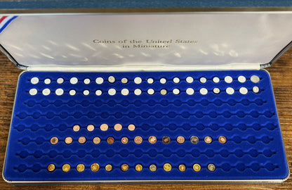 Franklin Mint U.S. Miniature Coin Collection 66 Pieces (36 Sterling Silver, 12 Gold, 18 Copper) in Display Case - Franklin Mint Coins of the US in Miniature 66 Piece Set (Silver/Gold/Copper)