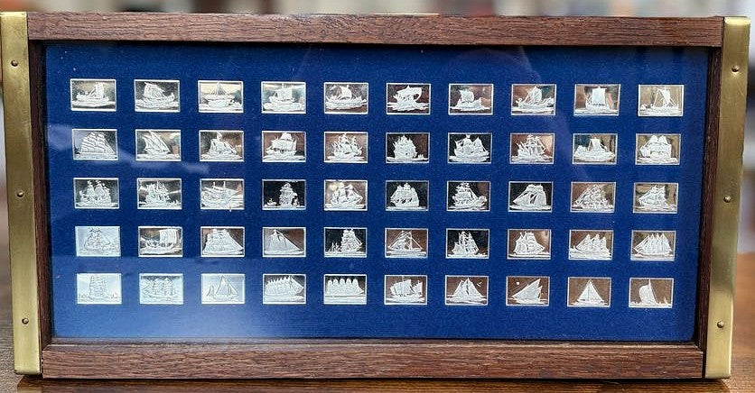Franklin Mint "The Great Sailing Ships of History" 50 Mini-Ingot Set - Complete Collection: Franklin Mint Great Sailing Ships Sterling Silver Ingots