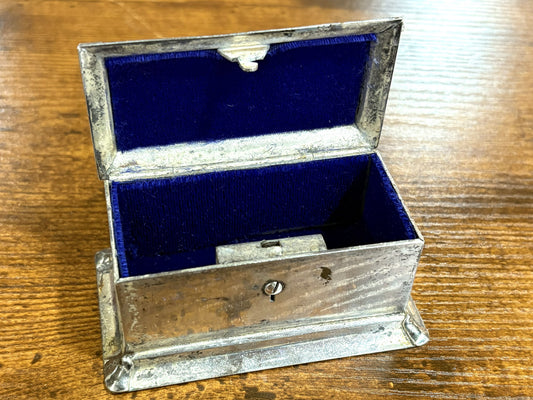 Antique Quadruple Plate Silver Jewelry Casket - Late 19th Century Quadruple Silver Plate Trinket Box