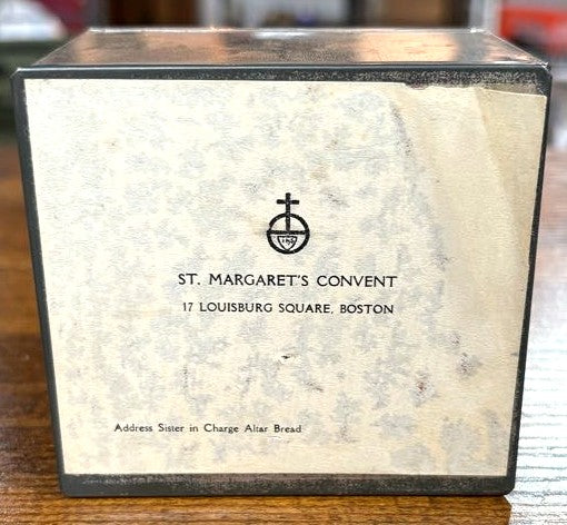 Vintage St. Margaret's Convent Boston Altar Bread Metal Tin & Lid - Antique Beacon Hill Boston Religious Altar Bread Tin St. Margaret's