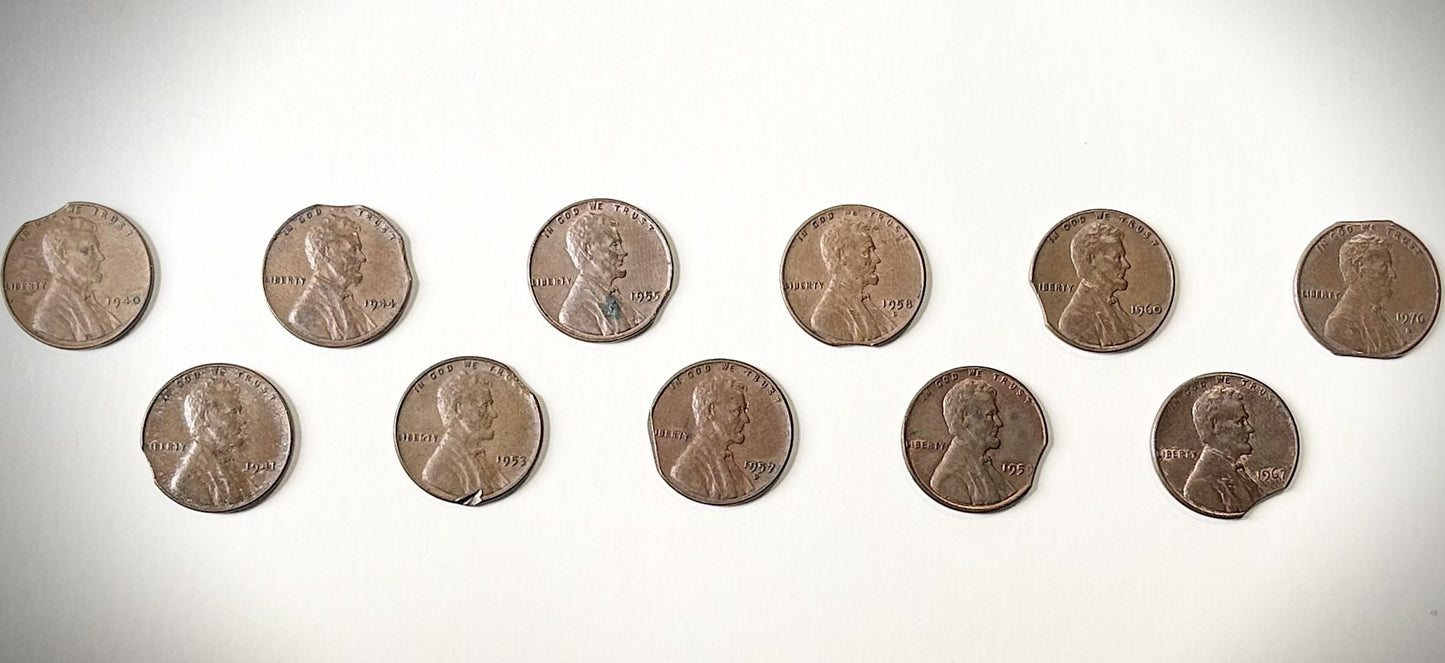 Lincoln Wheat & Memorial Cent Clipped Planchet Mint Error Choose Your Date - Genuine U.S. Mint Error Pennies: Clipped Planchets (1940–1976) Pick Your Coin