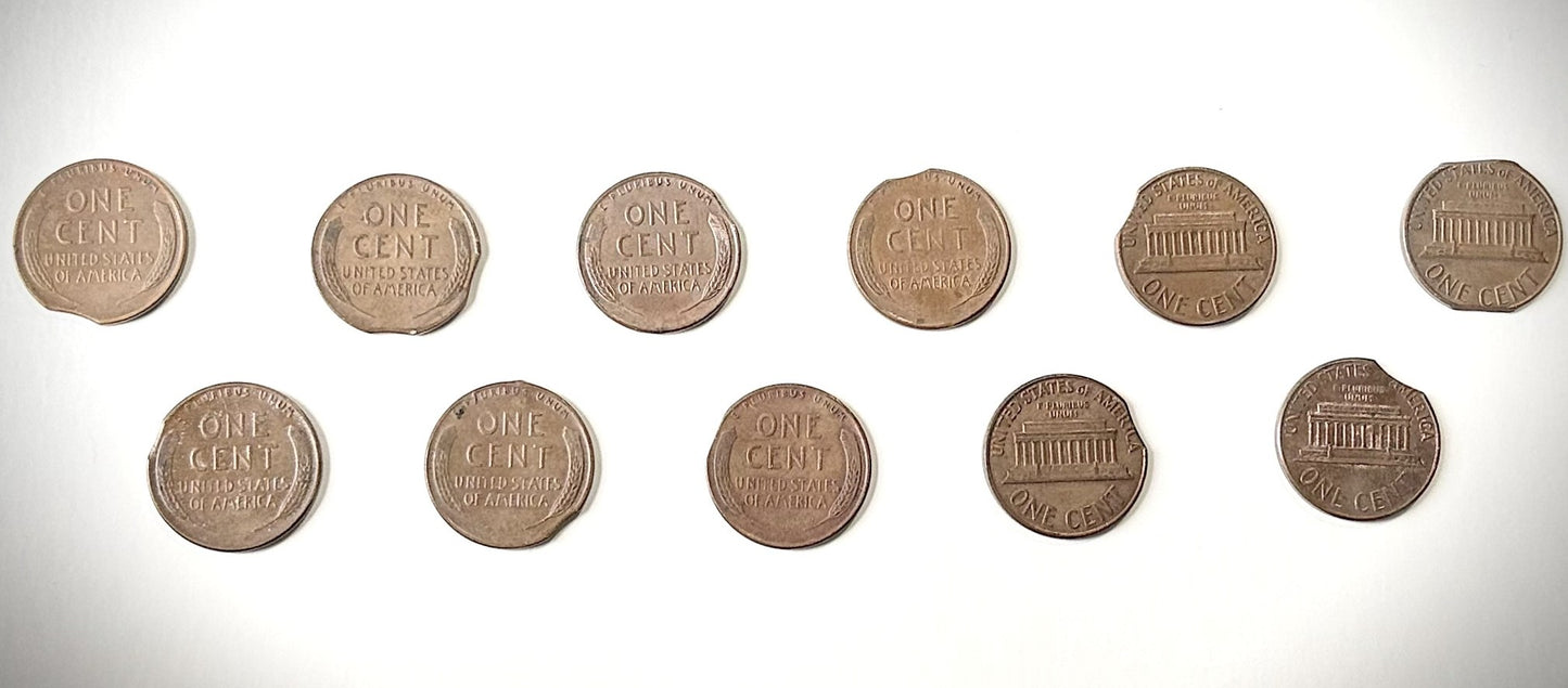 Lincoln Wheat & Memorial Cent Clipped Planchet Mint Error Choose Your Date - Genuine U.S. Mint Error Pennies: Clipped Planchets (1940–1976) Pick Your Coin