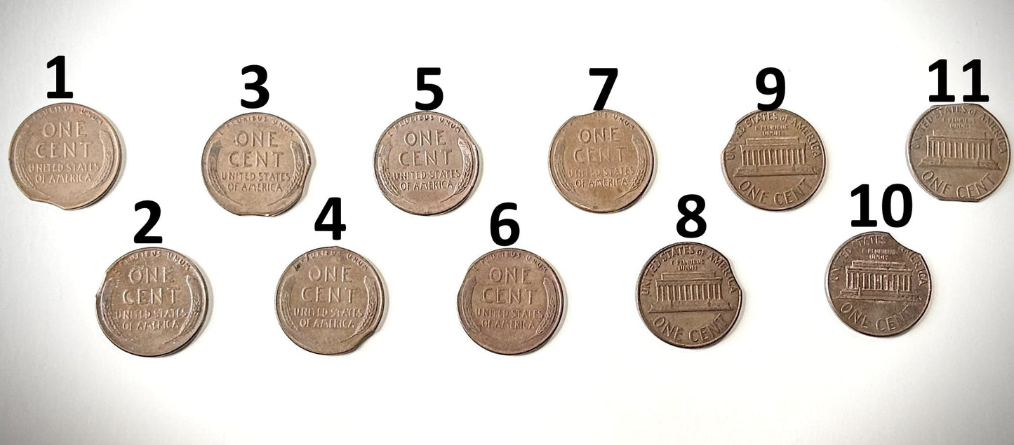 Lincoln Wheat & Memorial Cent Clipped Planchet Mint Error Choose Your Date - Genuine U.S. Mint Error Pennies: Clipped Planchets (1940–1976) Pick Your Coin