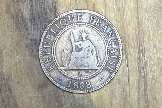 1888 French Indo-China 1 Cent - Great Condition, Great Coin - Indo-Chine Francaise 1888 One Cent