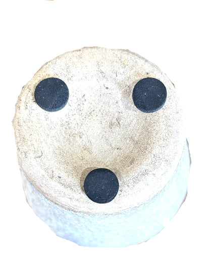 White Terracotta Two-Tone Ceramic Bud Vase - Distressed White Glazed Pottery Vase with Sandy Base