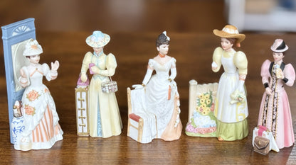 Lot of 5 Mini Avon Figurines and 3 Stands - Large Lot of Mini Avon Porcelain Figurines