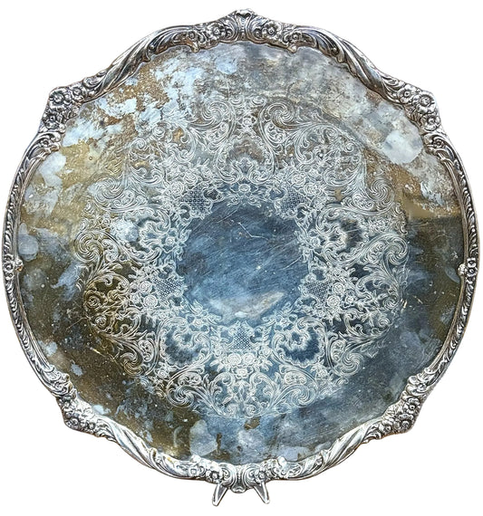 Vintage Silver Plate Roger Bros Large Cake Serving Dish - 1847 Roger Bros Cake Plate #9426