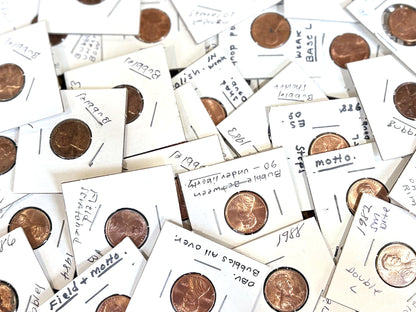 Lot of 29 Pennies Bubbling & Motto Errors - Large Lot Over Twenty Assorted Error Pennies