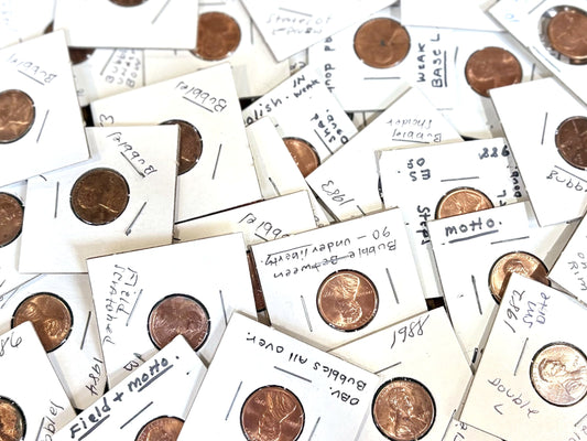 Lot of 29 Pennies Bubbling & Motto Errors - Large Lot Over Twenty Assorted Error Pennies