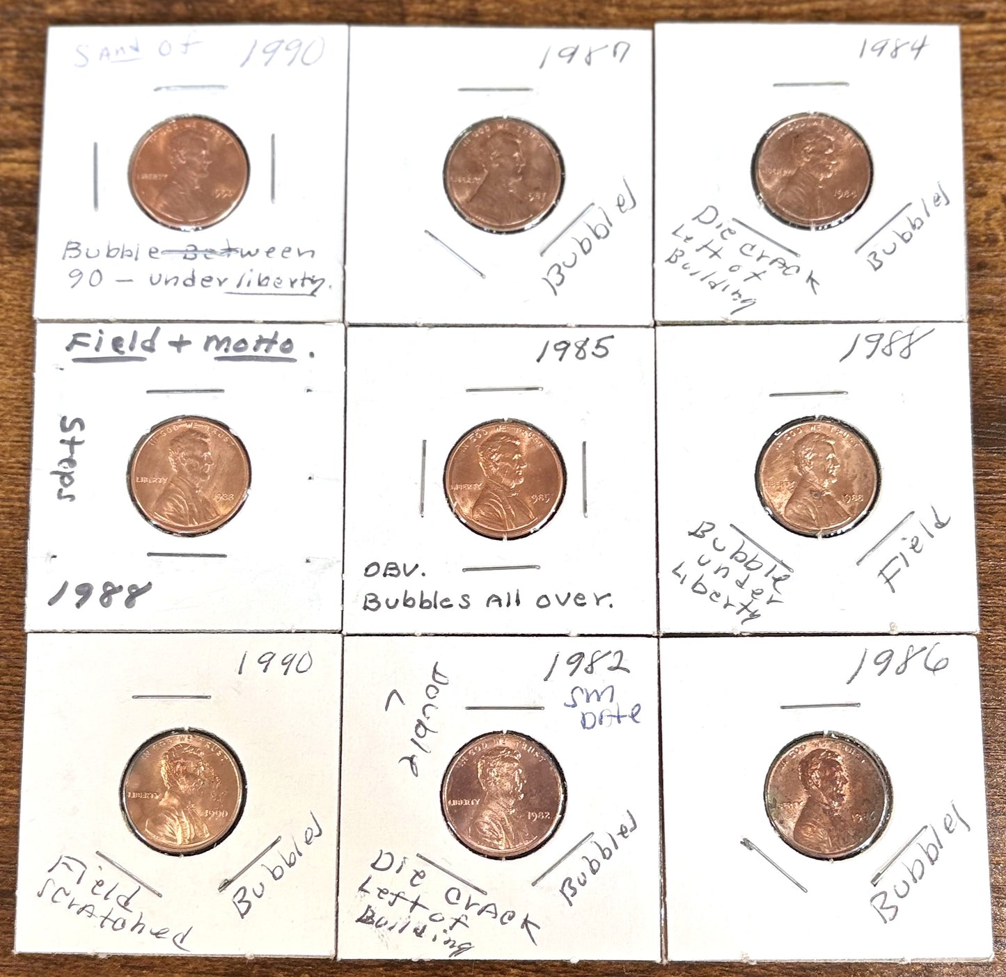 Lot of 29 Pennies Bubbling & Motto Errors - Large Lot Over Twenty Assorted Error Pennies