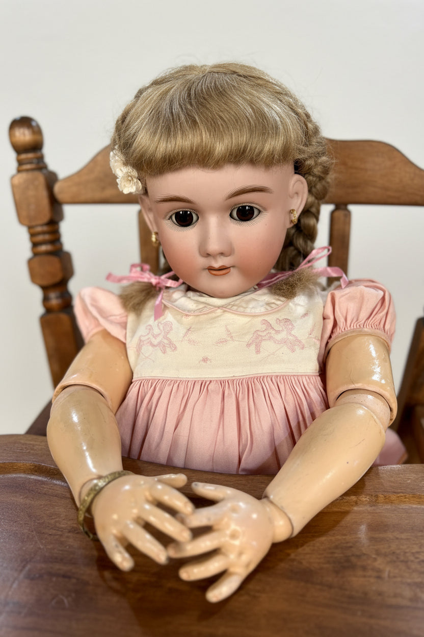 Antique 32" German Handwreck Bisque Doll - Rare 32 Inch Large German Doll