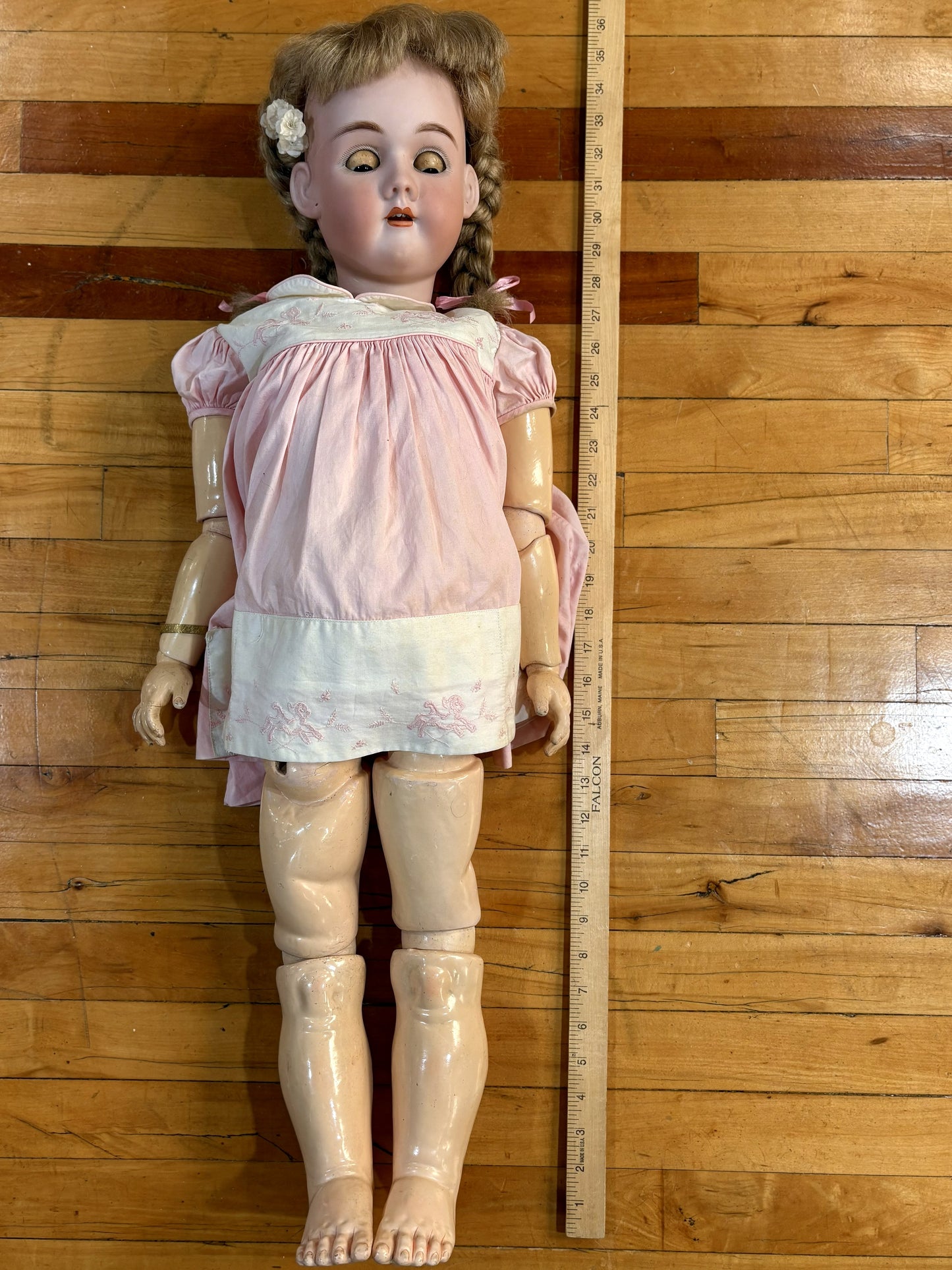 Antique 32" German Handwreck Bisque Doll - Rare 32 Inch Large German Doll