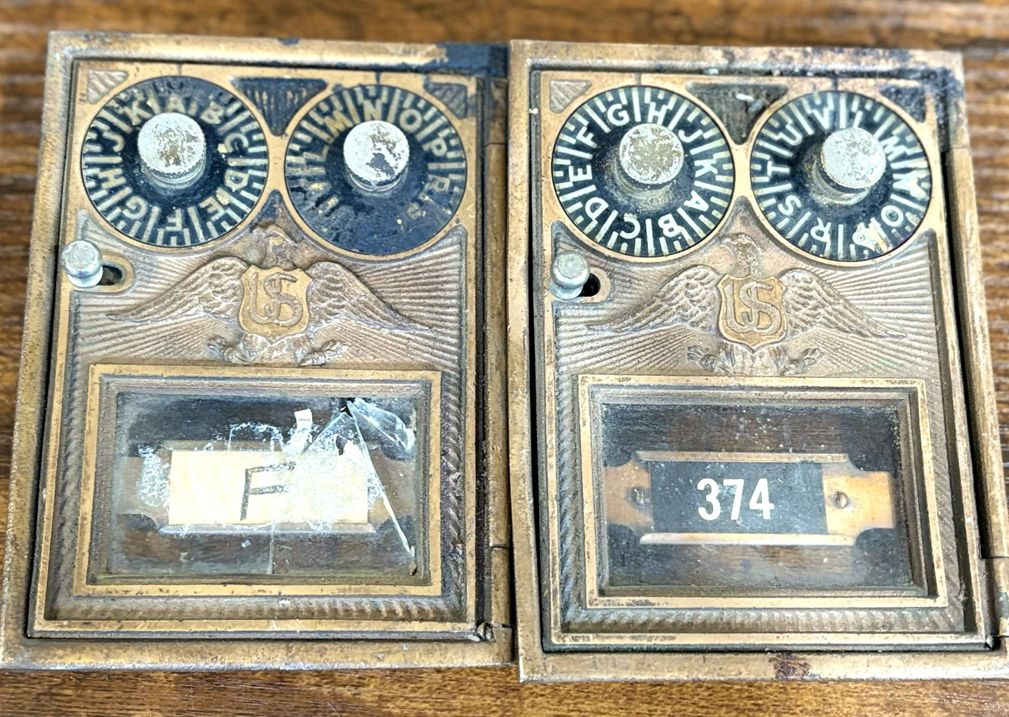 Antique Post Office Lock Box Dual Dial Lot of Four - USPS Postal Box Corbin Eagle Lot of 4