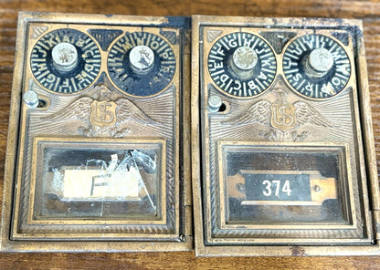 Antique Post Office Lock Box Dual Dial Lot of Four - USPS Postal Box Corbin Eagle Lot of 4