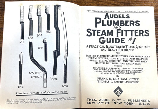 Audel's Plumber and Steam Fitter #1 Guide Book - Vintage Guidebook Plumbing & Steam Fitters