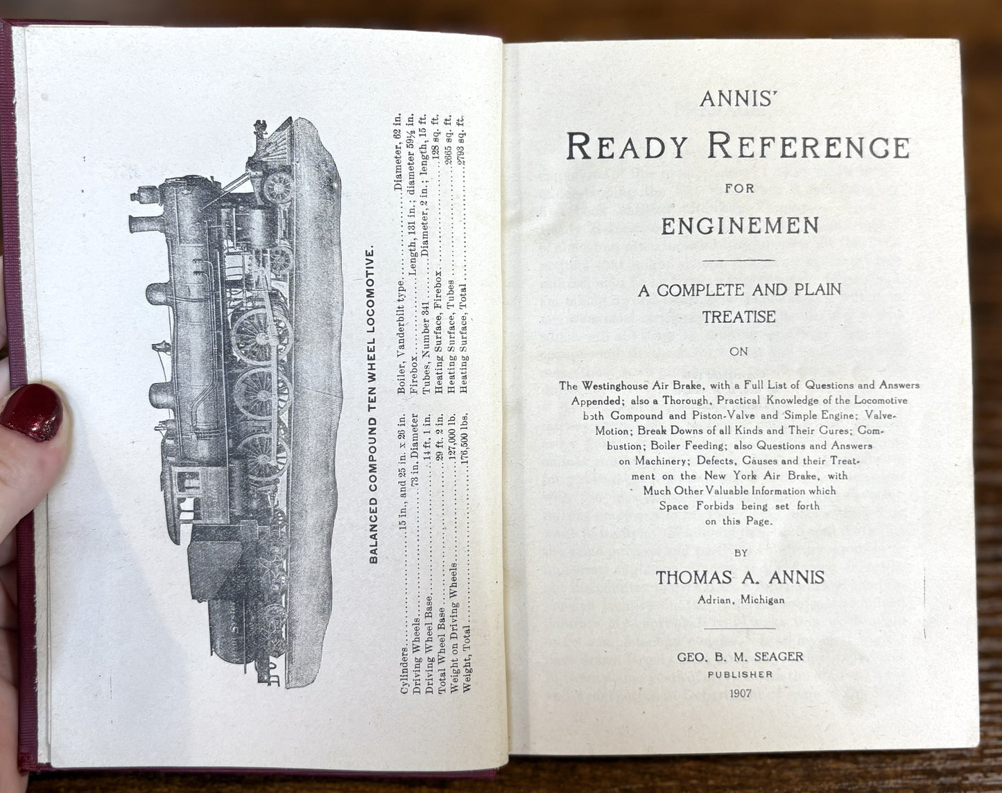 Annis' Ready Reference For Enginemen - Antique Hardcover Enginemen Reference Book Annis'
