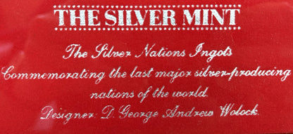 The Silver Mint .999 Silver Nations Flag 20 Gram Ingot Set of Six Framed Piece - Commemorative Silver-Producing Nations Of The World 20 Gram Ingots Set