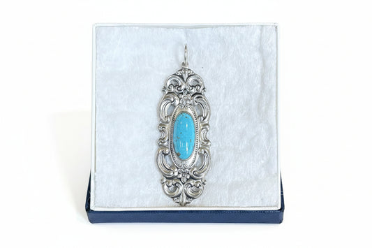 1970s Vintage Towle Sterling Authentic Turquoise Pendant - Towle Grand Duchess Collection Turquoise Pendant&nb