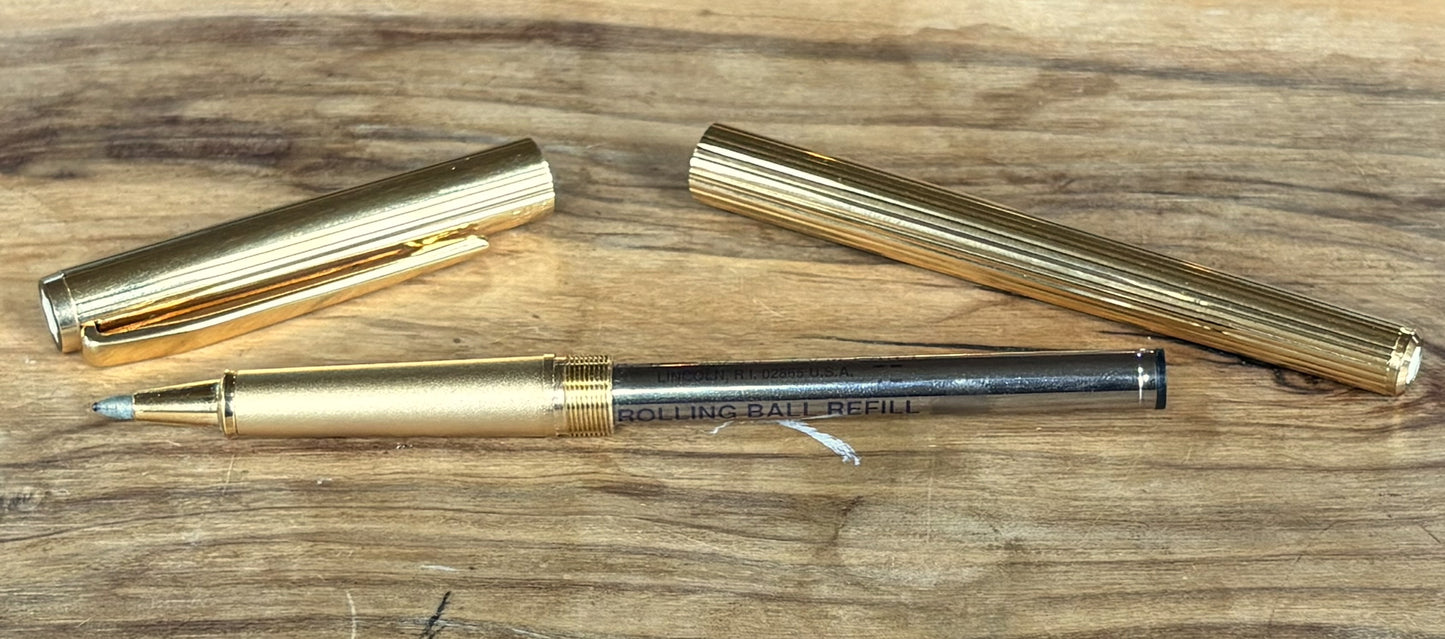 Montblanc Noblesse Rollerball Empty Pen Gold Plated - Rare Gold Plated Montblanc Noblesse Empty Rollerball Pen